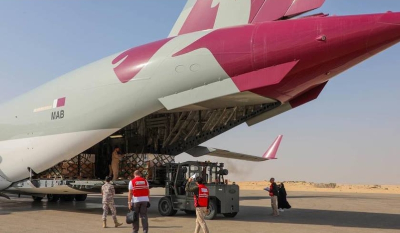 Qatari aircraft transporting aid for Palestinians in Gaza has landed in Arish